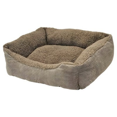 Nobby Hunde Komfortbett Classic Teddy eckig taupe Bett Hundebett Kuschelbett