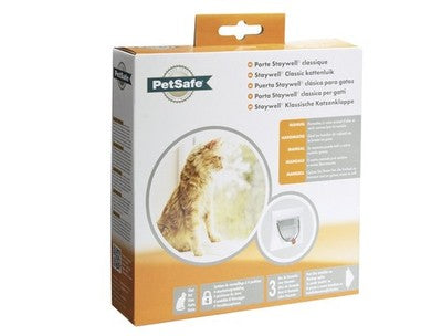 4-Wege Freilauftür 900 weiss m. Tunnel 1cm (verlängerbar) Katzenklappe Nobby