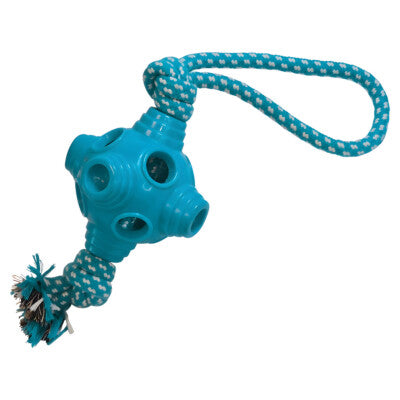 Nobby Hundespielzeug Lochball Seil TPR Ø10x33cm Ball Dental Spielzeug Hund