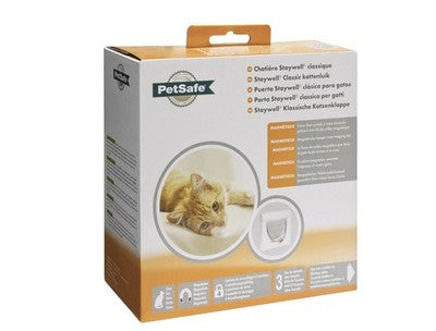 Magnetische Katzenklappe 4-Wege mit Tunnel 60mm Freilauftür Halsbandmagnet Nobby