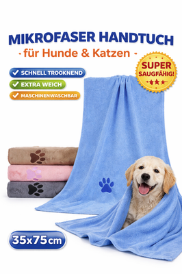 Hundehandtuch 35x75 cm Mikrofaser Schnell Trocknend Katzen Kleine Hunde Badetuch