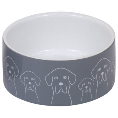 Nobby Keramik Napf Dogs grau-weiß 1100ml Keramiknapf Fressnapf Wassernapf Hund