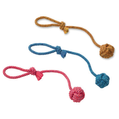 Nobby Spielseil mit Wurfschlaufe 57cm Ball am Seil robust Dental Hundespielezeug
