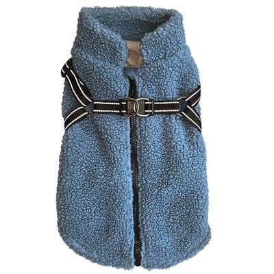 Nobby Hundemantel Plis 2 in 1 blau Teddyfleece inklusive Geschirr Hund Mantel