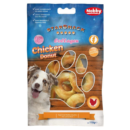 Nobby Hunde Leckerli BBQ Chicken Donuts Kollagen für gesunde Gelenke 110g Snack