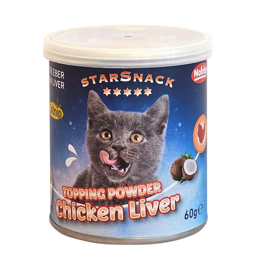 Nobby Katzen Topping Puder Hähnchenleber Geschmack 60g Katzenminze Leckerli