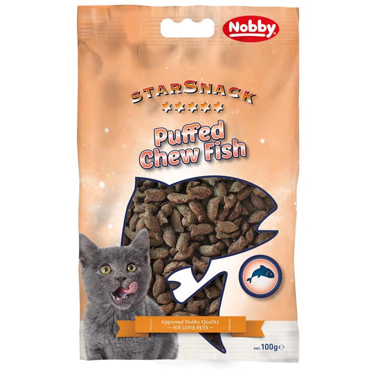 Nobby StarSnack Puffed Chew Fish 100g Fisch Leckerli Katze Snack NEU