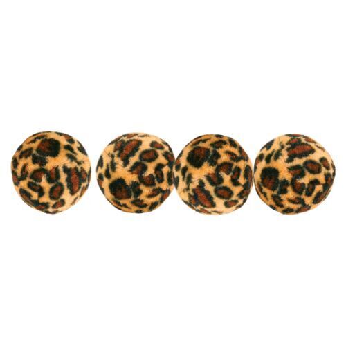 Trixie Set Bälle mit Leopardenmuster, Plüsch ø 4 cm, 4 St. Katze