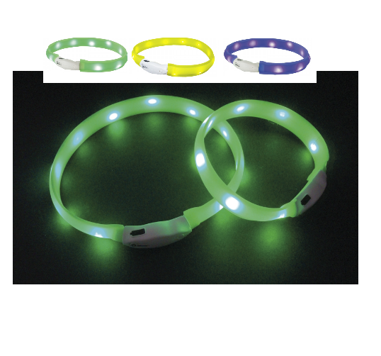 Nobby LED Leuchthalsband VISIBLE S/M/L Silikon Leuchtband Hund zuschneidbar