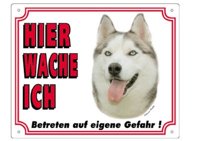 Warnschild 25 x 20 cm "Hier wache ich" Außen Innen Warnung Warntafel Hund