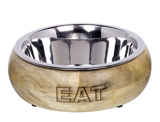 Nobby  Edelstahlnapf "EAT" mit Holzring1,50 ltr, 23cm