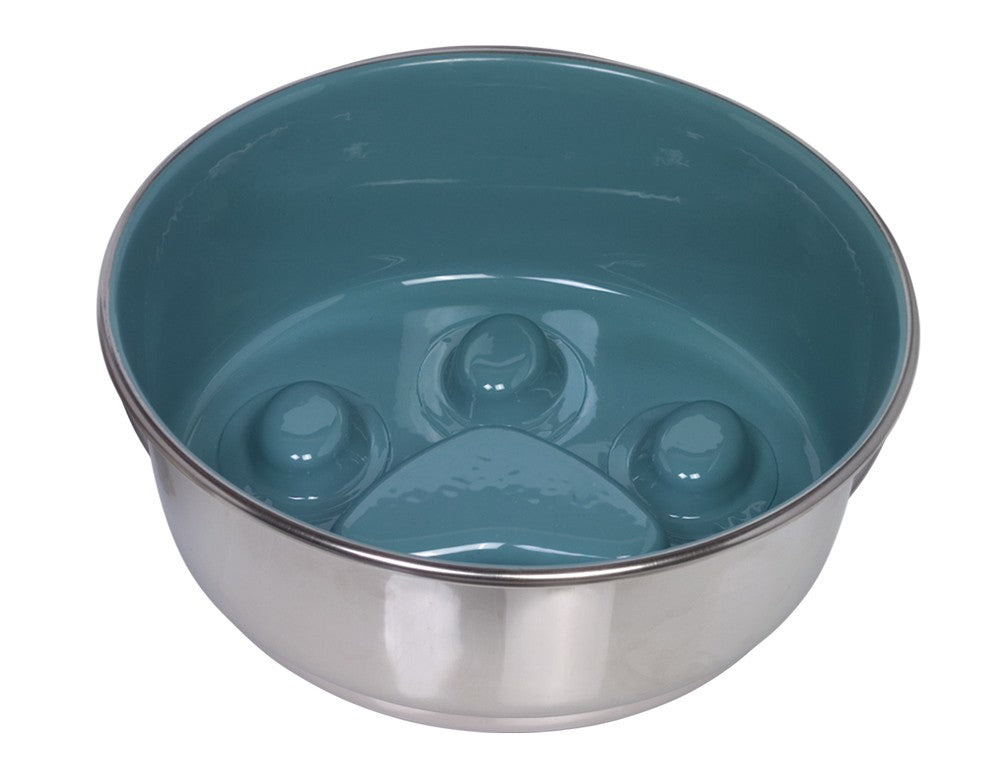 Nobby Anti-Schling Edelstahlnapf "PAW" rutschfest Slow Feeding Napf Hund
