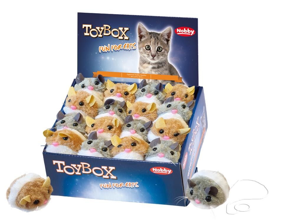 Nobby Katzenspielzeug Aufziehmaus Plüsch 6,5cm Maus Spielzeug Katze