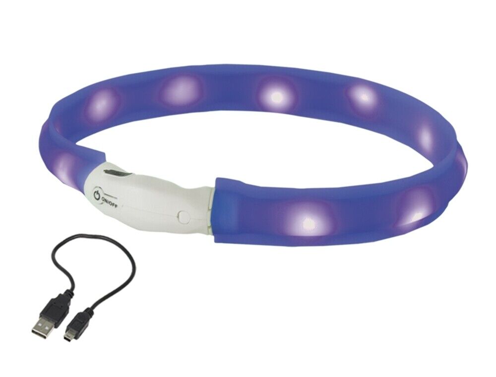 Nobby LED Leuchthalsband VISIBLE S/M/L Silikon Leuchtband Hund zuschneidbar