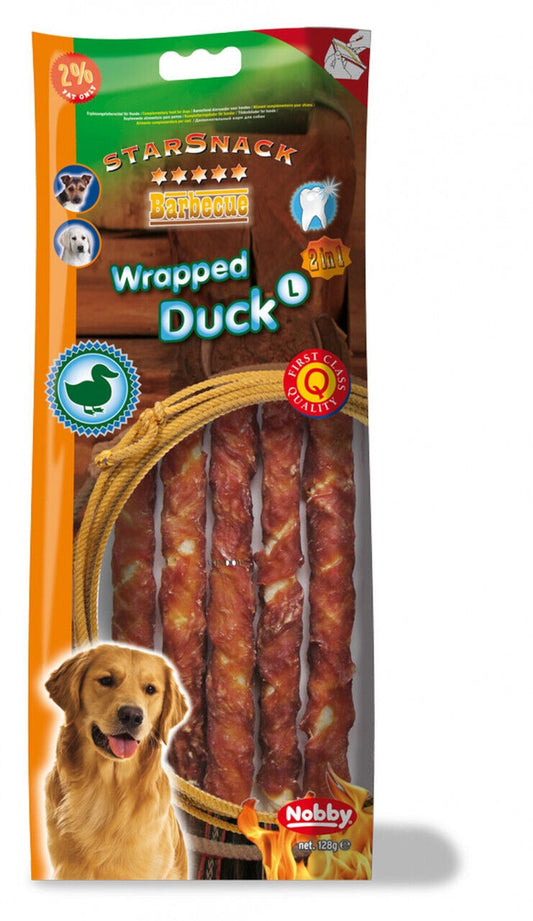 Nobby  StarSnack Barbecue Wrapped DuckL, 128 g Hund Dog Snack Leckerlie