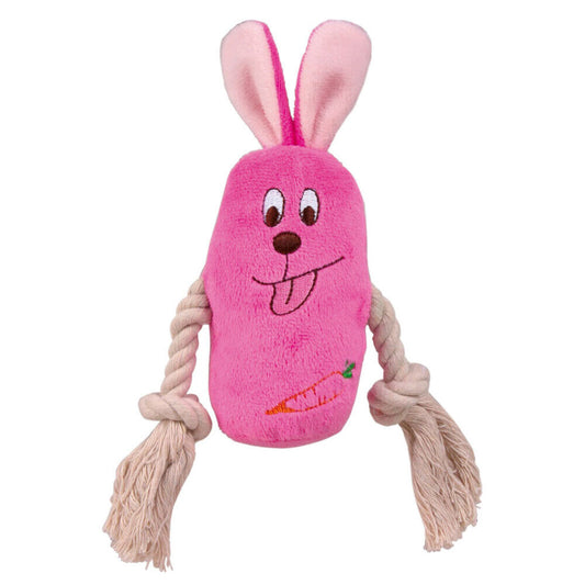 Trixie Hundespielzeug Tier mit Tau, Quietscher, Plüsch Hund Dog