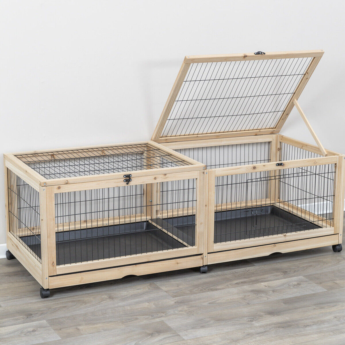 Trixie Indoor Gehege für Nager Meerschweinchen Kaninchen 150 × 50 × 60 cm Rollen