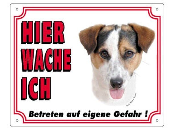 Warnschild 25 x 20 cm "Hier wache ich" Außen Innen Warnung Warntafel Hund