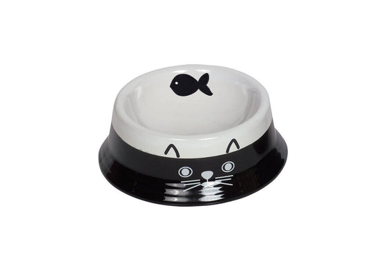 Nobby  Katzen Keramiknapf "FACE"schwarz / weiss  14 x 4,8 cm Katze Cat Napf