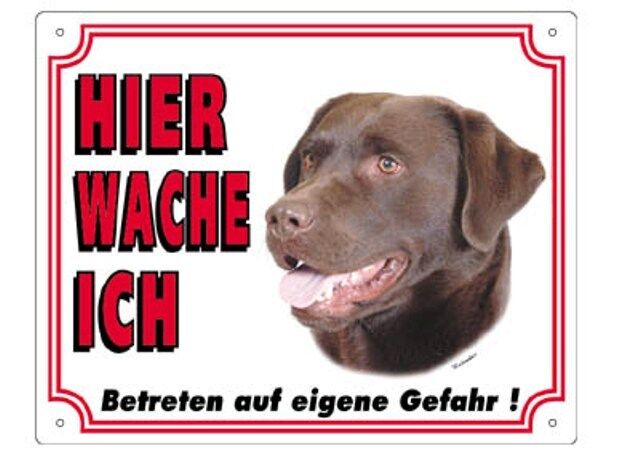 Warnschild 25 x 20 cm "Hier wache ich" Außen Innen Warnung Warntafel Hund