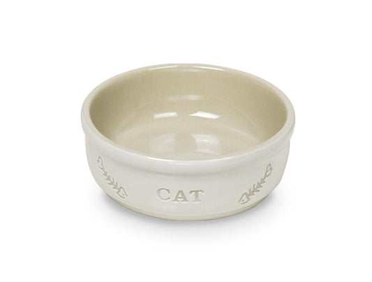 Nobby  Katzen Keramikschale "CAT"weiss / beige 13,5 X 5 cm Napf Katze Cat