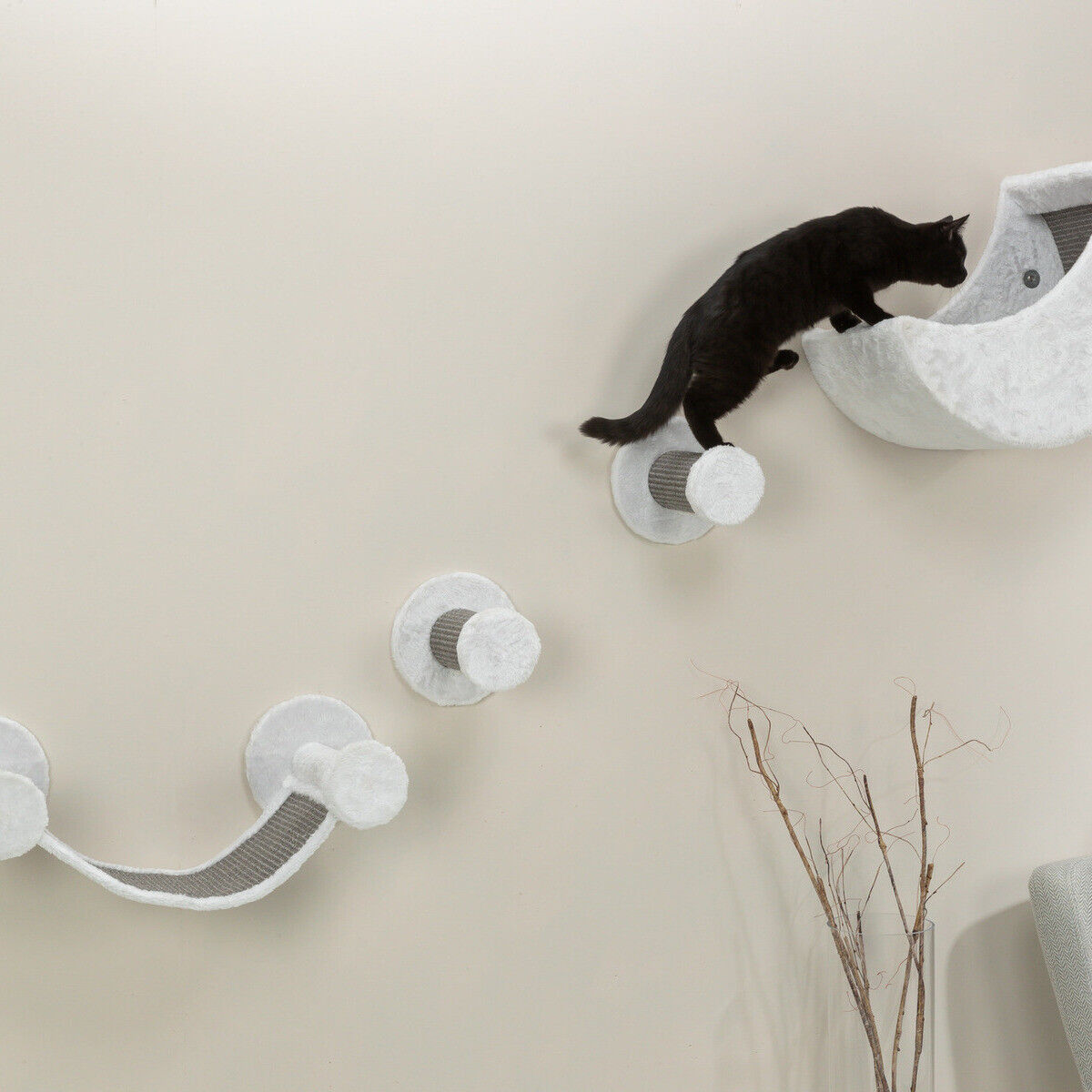 Trixie Wand-Set für Katzen für Kletterlandschaft weiß grau