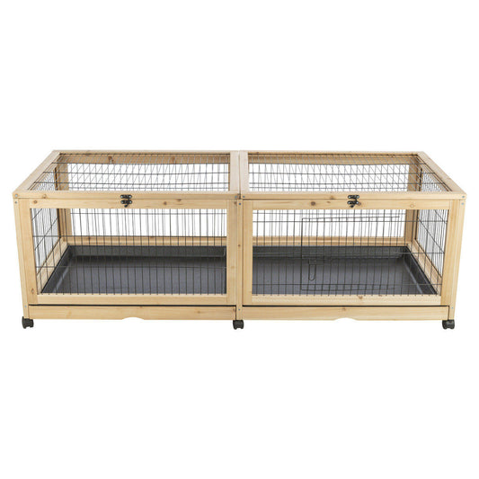 Trixie Indoor Gehege für Nager Meerschweinchen Kaninchen 150 × 50 × 60 cm Rollen