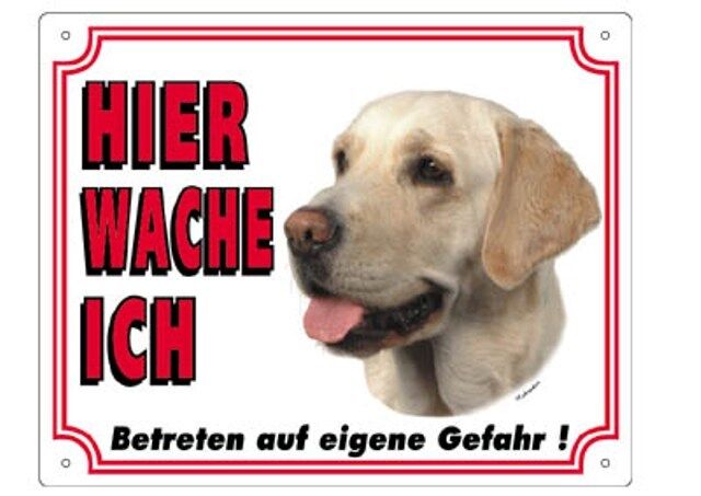 Warnschild 25 x 20 cm "Hier wache ich" Außen Innen Warnung Warntafel Hund