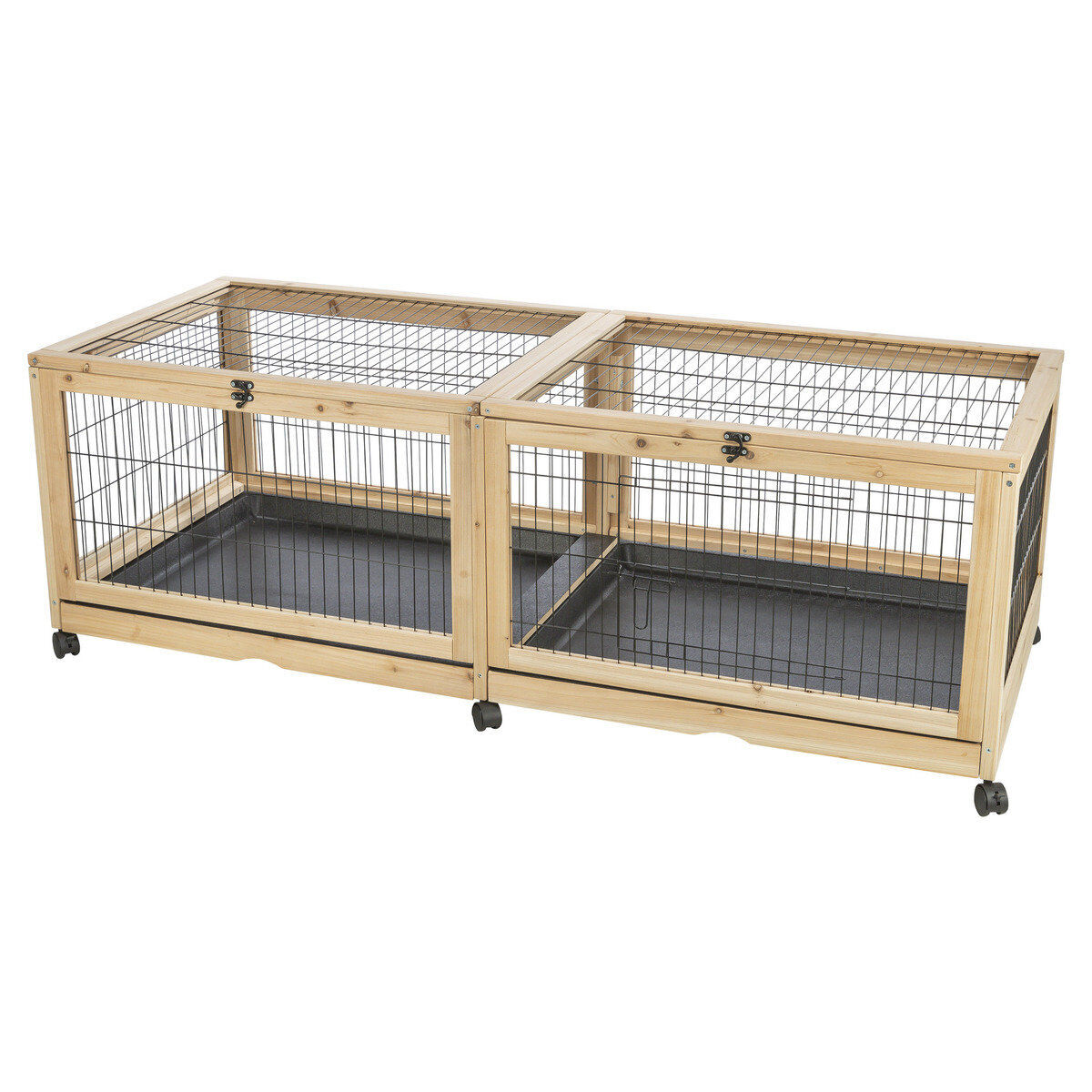 Trixie Indoor Gehege für Nager Meerschweinchen Kaninchen 150 × 50 × 60 cm Rollen