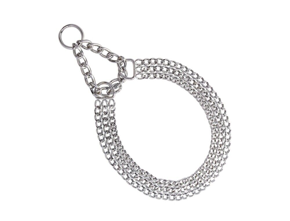 Halsband Hundekette KETTENHALSBAND 2 / 3 reihig verchromt Zugstopp Würger NOBBY