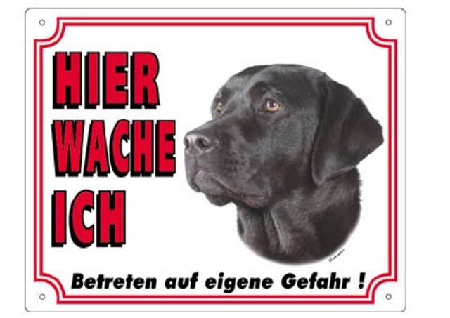Warnschild 25 x 20 cm "Hier wache ich" Außen Innen Warnung Warntafel Hund