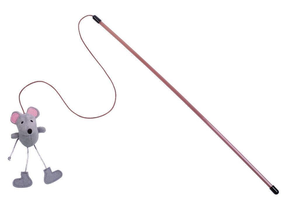 Nobby Angel mit Plüschmaus Stab: 50 cm; Band mit Spielzeug: 60 cm Katze