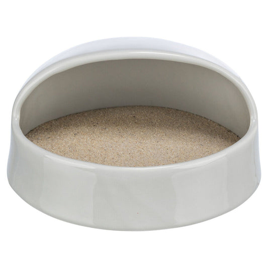 Trixie Sandbad grau für Nager Hamster Pflege Sand Keramik Schüssel