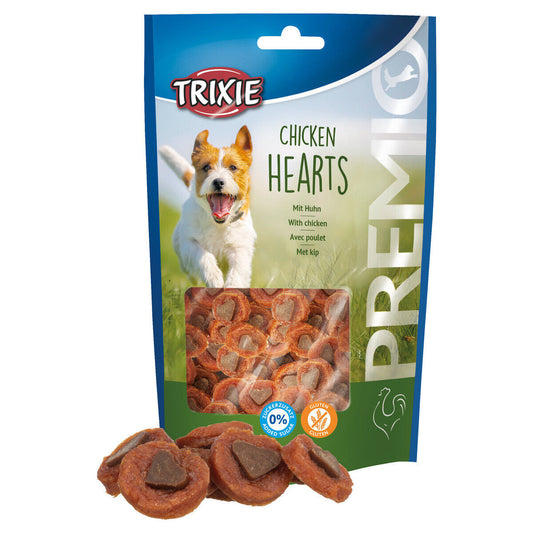 Trixie Premio Chicken Hearts 100 g, Hundesnack Leckerlis Huhn ohne Zuckerzusatz
