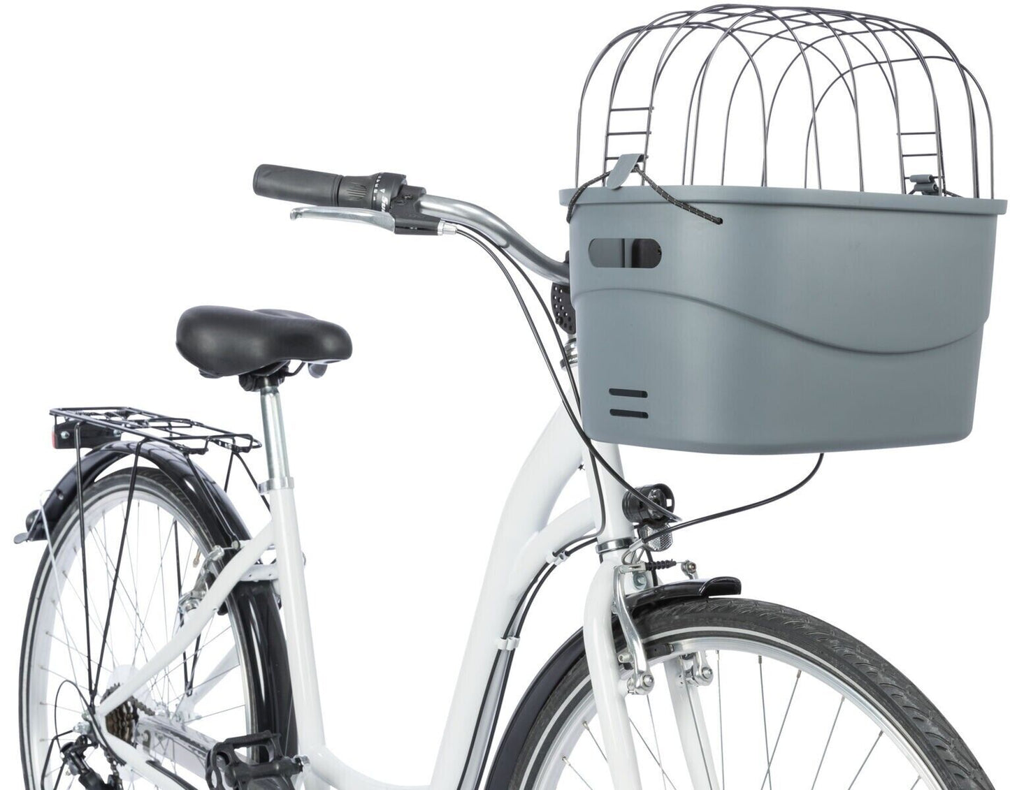 Trixie Hunde Front Fahrradkorb mit Gitter bis 5kg Grau (13096) Schnellfixierung