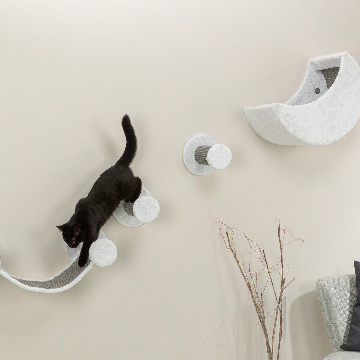 Trixie Wand-Set für Katzen für Kletterlandschaft weiß grau