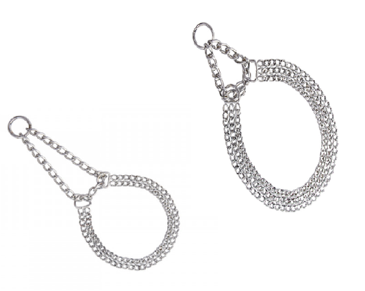 Halsband Hundekette KETTENHALSBAND 2 / 3 reihig verchromt Zugstopp Würger NOBBY
