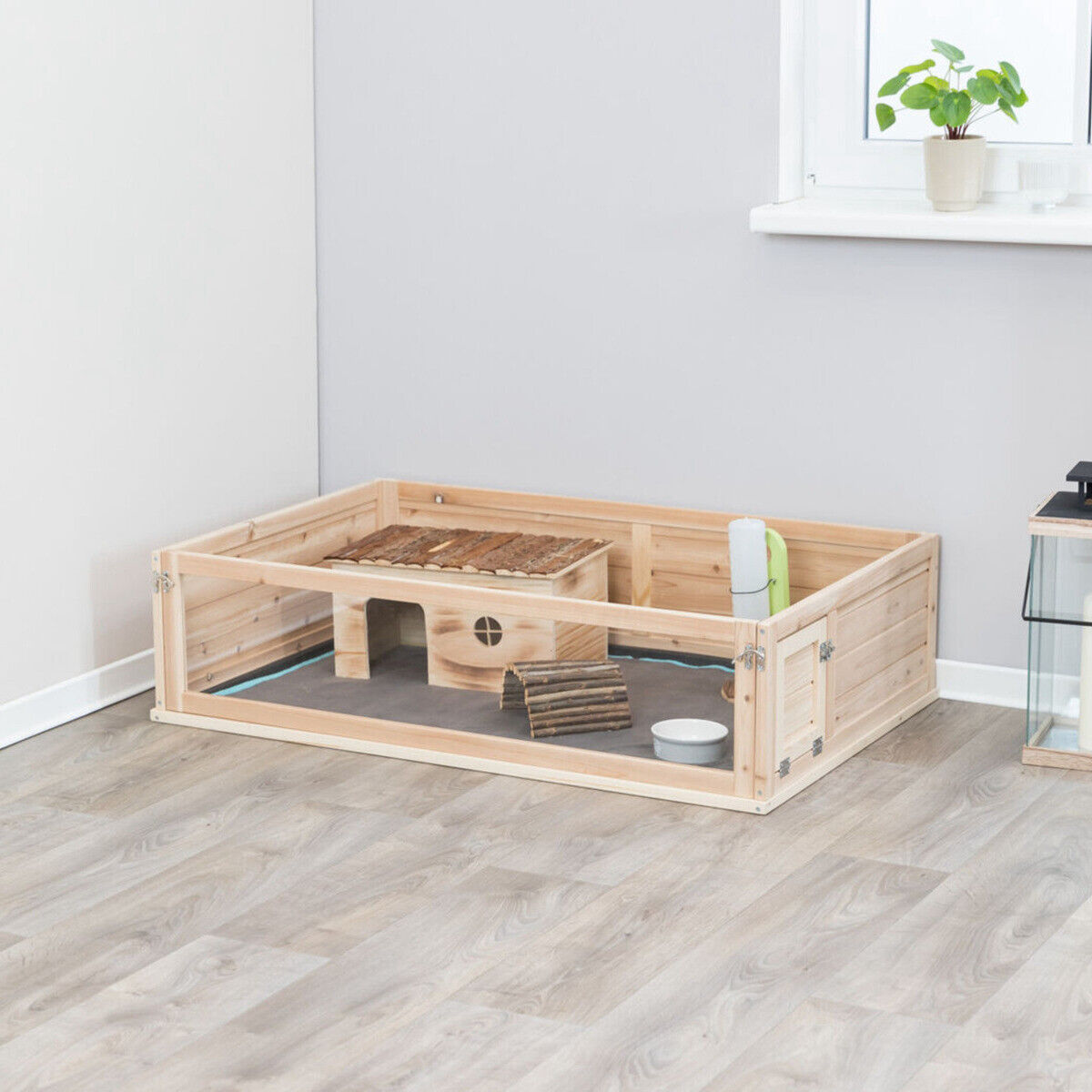 Trixie Nager Fleecedecke grau/türkis Pipi Pads Indoor Meerschweinchen Kaninchen