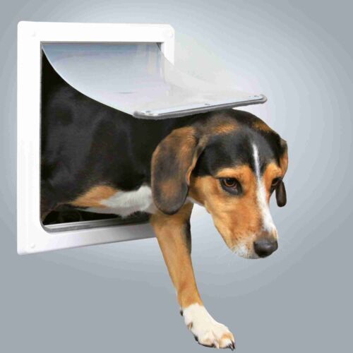 2-Wege Freilauftür für Hunde, mit Tunnel S–M: 30 × 36 cm, weiß