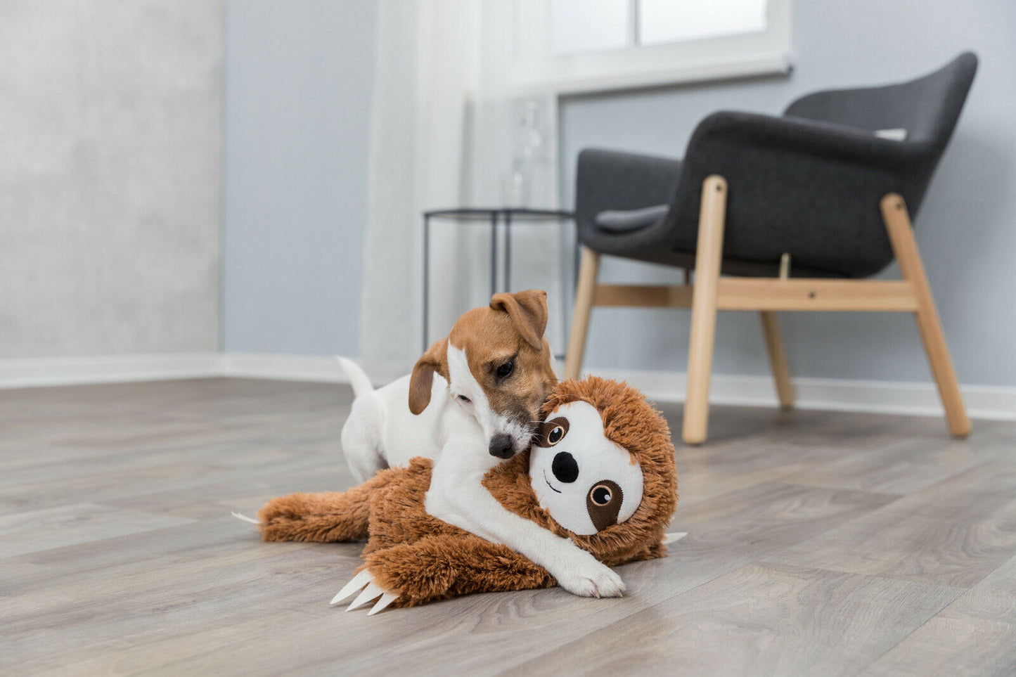 Faultier Plüsch Polyester mit Stimme Hund Dog Spielzeug Relax Spaß 56 cm