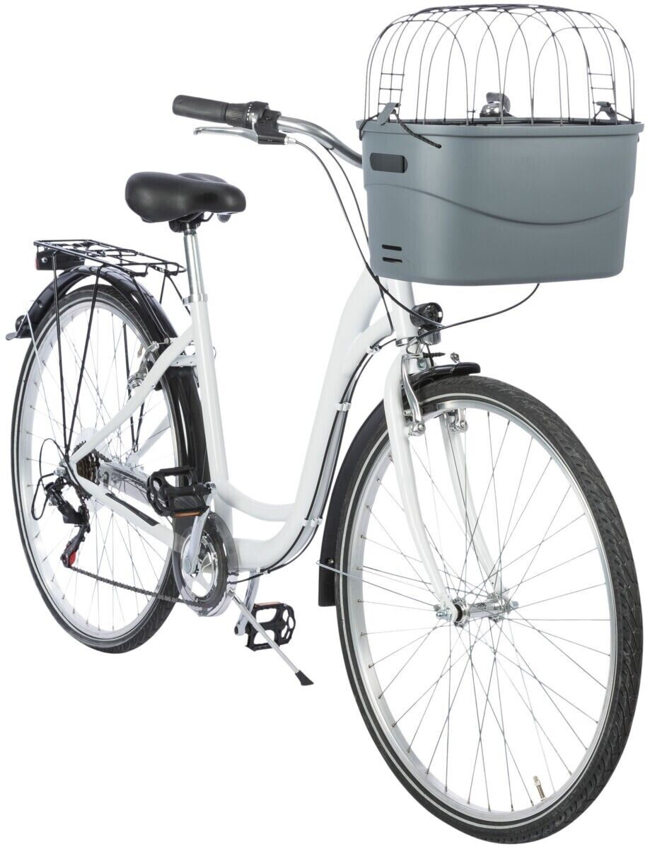 Trixie Hunde Front Fahrradkorb mit Gitter bis 5kg Grau (13096) Schnellfixierung