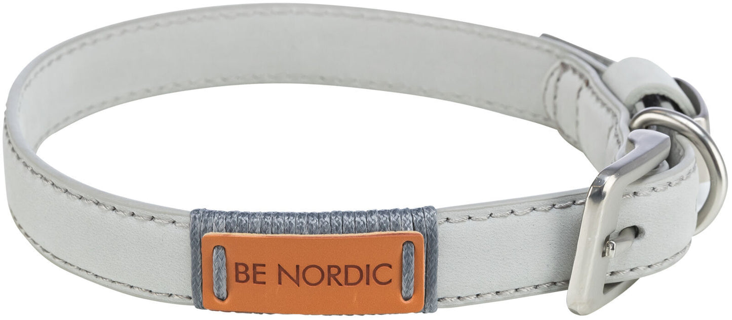Trixie BE NORDIC Hunde Leder-Halsband hellgrau, diverse Größen Dog