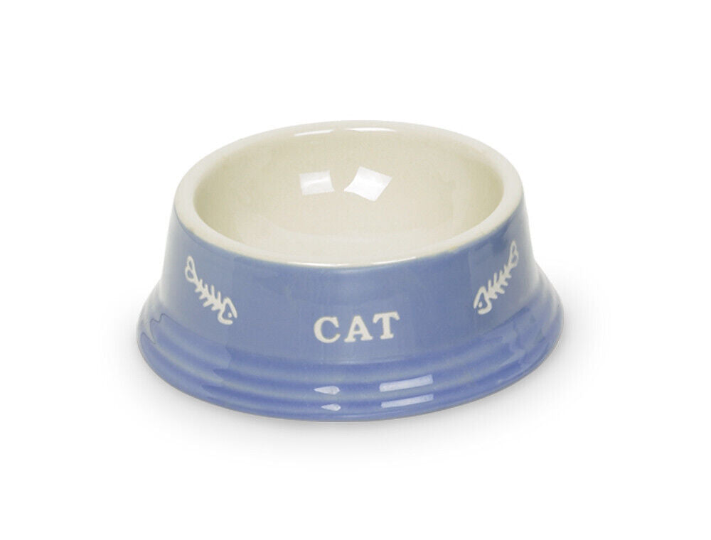 Nobby  Katzen Keramiknapf "CAT"hellblau / beige  14 x 4,8 cm