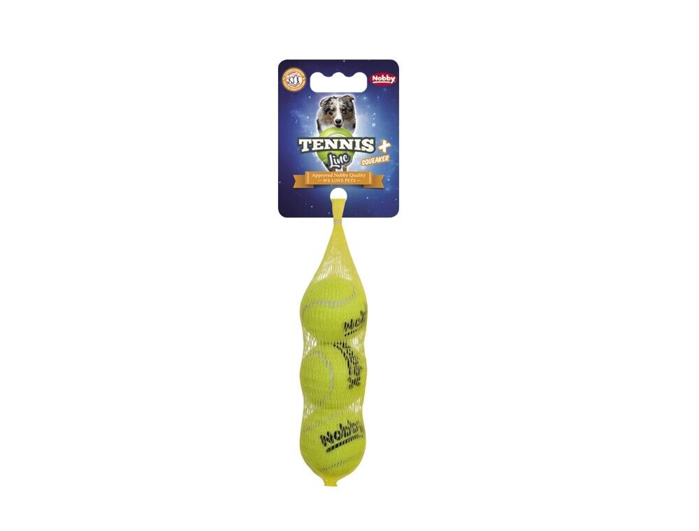 Nobby Tennisball - gelb - Apportierspiel Ball für Hund mit und ohne Quietschie