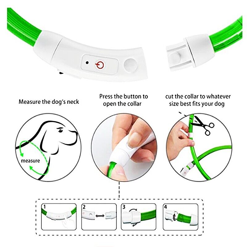 LED Leuchthalsband Leuchtring Leuchtband Light Band USB kürzbar Silikon bis 70cm