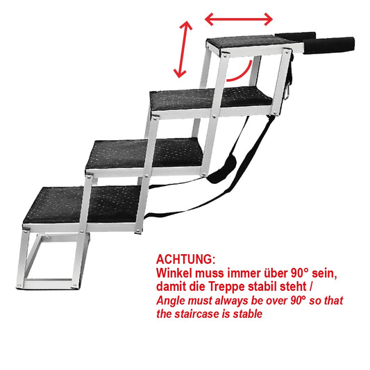 Nobby Aluminium Falt-Treppe 4-stufig 75kg Hunderampe Hundetreppe Hund rutschfest