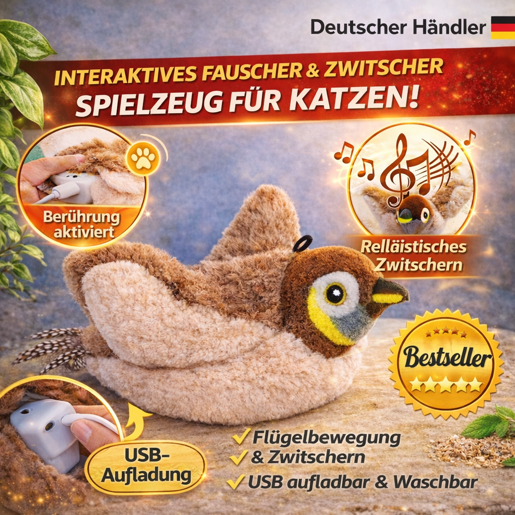 Elektrisches Katzenspielzeug Vogel zwitschernd Flapping Bird – Tessmer –  Zoomarkt Tessmer