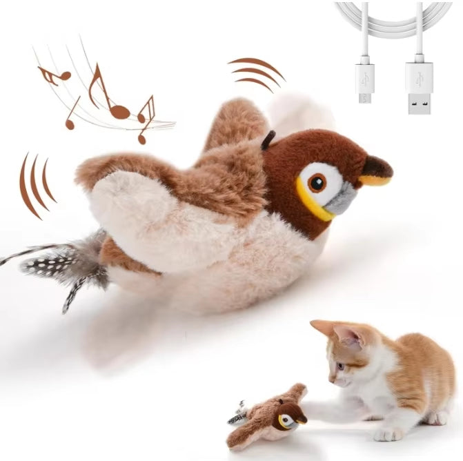 Katzenspielzeug Vogel Simuliertes Zwitscherndes, Selbstbeschäftigung Bird Cat Toy Interaktives Katzenspielzeug Elektrisch Vogel,Flapping Bird Cat Toy
