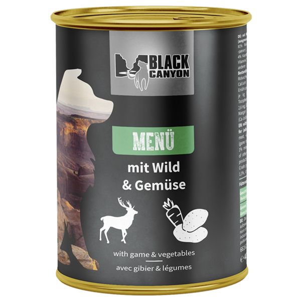 BLACK CANYON dog menü - mit Wild und Gemüse 410 g / 820 g