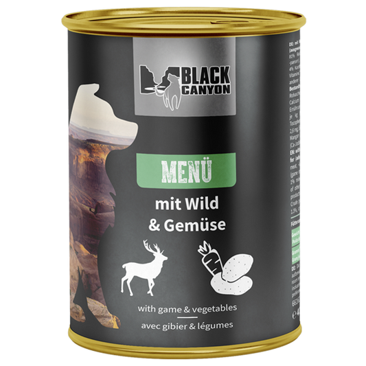 BLACK CANYON dog menü - mit Wild und Gemüse 410 g / 820 g